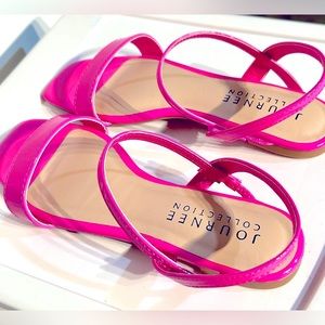 Journee Collection Karren Sandals Size 6 Fuchsia Hot Pink Neon BNIB
